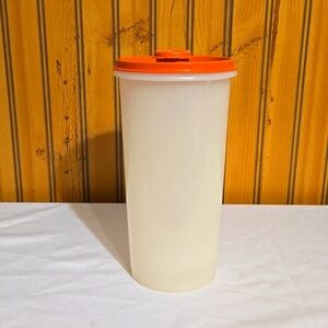 Vintage Tupperware, Tall Canister, Opaque, Orange Flip Spout, Lid